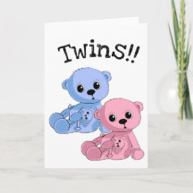 Carte de voeux personnalisée Twins Nounours