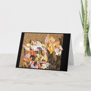 Carte de voeux - petit moineau sur la perche de