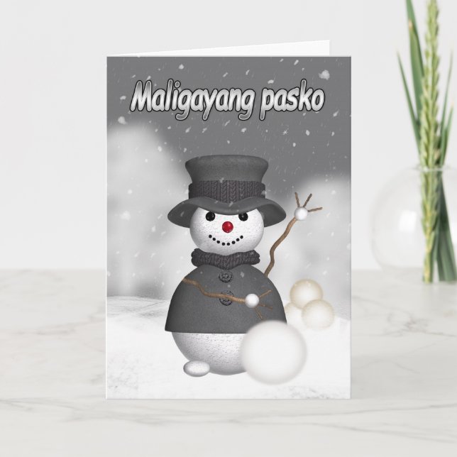 Carte de vœux philippine avec un bonhomme de neige (Devant)