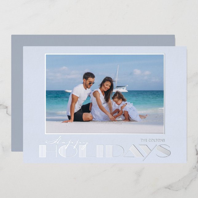 Carte de voeux photo argent (Recto/Verso)