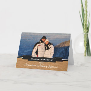 Carte de vœux photo avec bannière rustique en ébèn