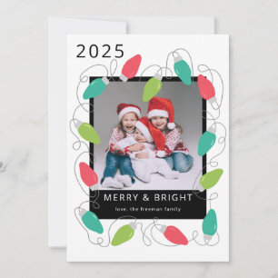Carte de vœux photo avec des lumières de Noël fest