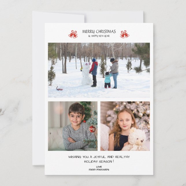Carte de vœux photo collage de Noël 3 (Devant)