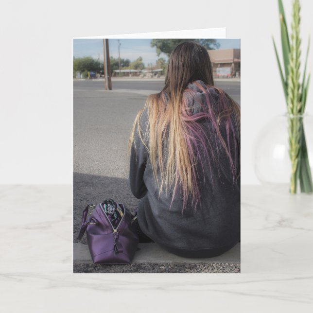 Carte de vœux photo d'adolescent solitaire (Devant)