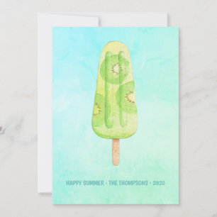 Carte de vœux photo de famille d'été Popsicle aqua