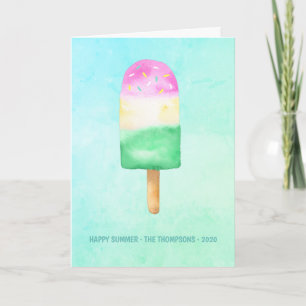 Carte de vœux photo de famille d'été Popsicle aqua