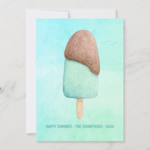 Carte de vœux photo de famille d'été Popsicle aqua