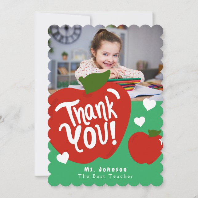 Carte de voeux photo de l'enseignant des pommes do (Devant)