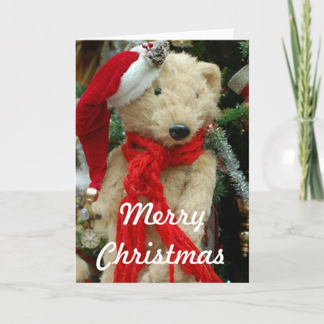 Carte de voeux photo de l'ours de Noël mignon (Devant)