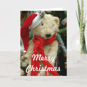 Carte de voeux photo de l'ours de Noël mignon