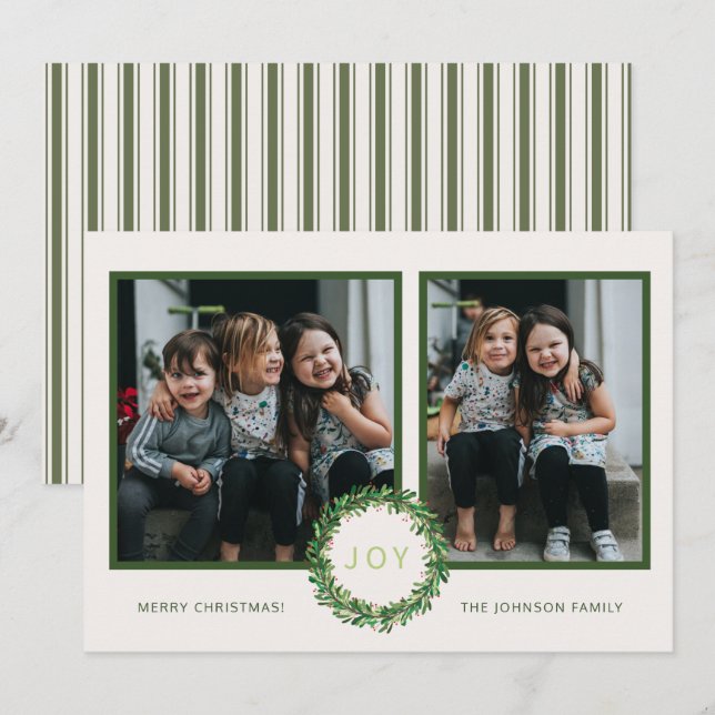 Carte de vœux photo de Noël Couronne de joie (Devant / Derrière)