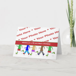 Carte de voeux photo de Noël Fitness avec coureurs