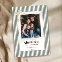 Carte de vœux photo de Noël Golden Bow Merry Chris