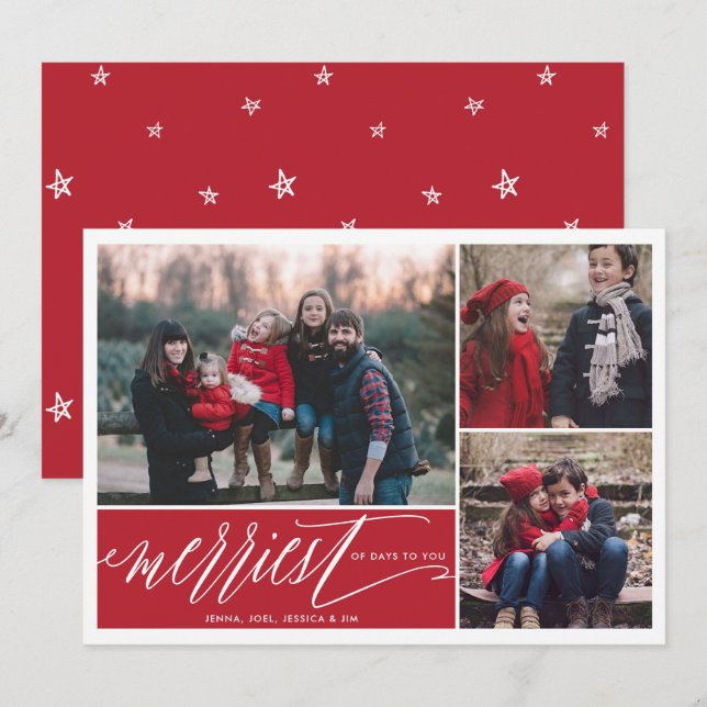Carte de vœux photo de Noël Jour le plus joyeux 3 (Devant / Derrière)