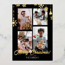 Carte de vœux photo de Noël | Lettre en feuille mé