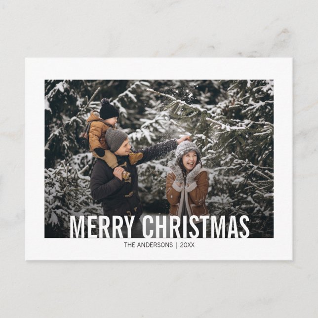 Carte de vœux photo de Noël moderne et audacieux (Devant)