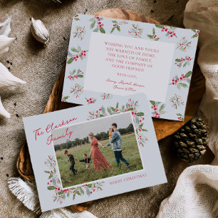 Carte de vœux photo de Noël Pastel Holly