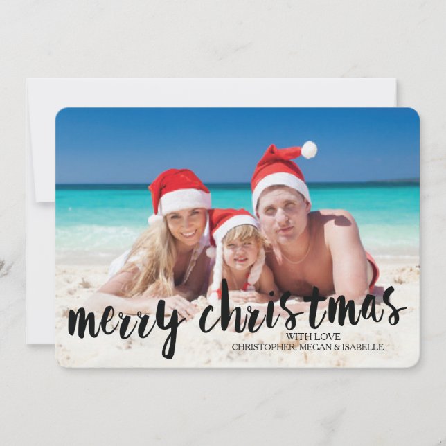Carte de vœux photo de Noël tropicale et plate (Devant)