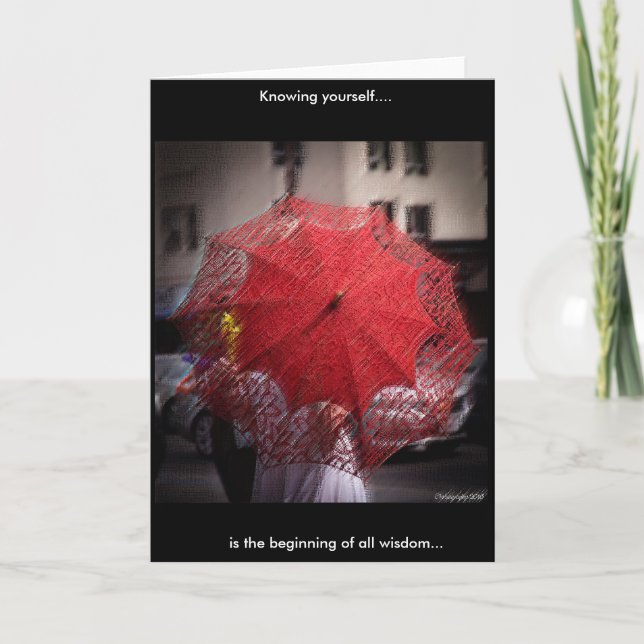 Carte de vœux photo de parapluie en dentelle rouge (Devant)
