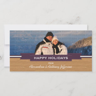 Carte de vœux photo de vacances avec bannière rust