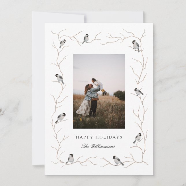 Carte de vœux photo de vacances avec mésange (Devant)