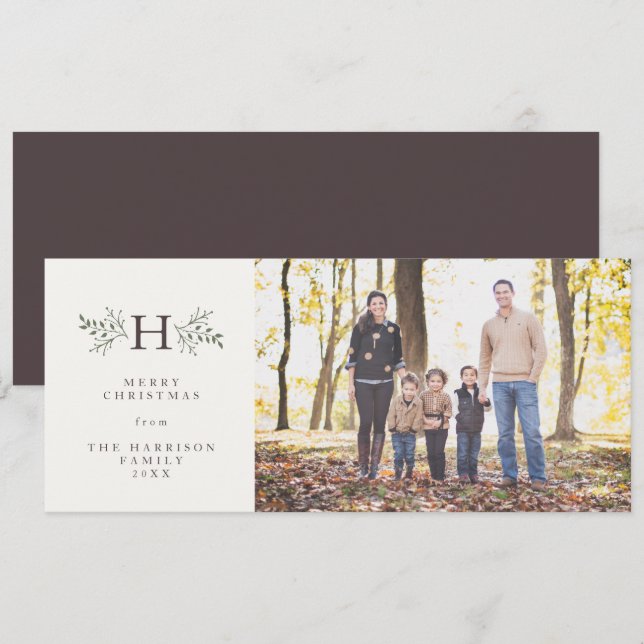 Carte de vœux photo de vacances avec monogramme ru (Devant / Derrière)