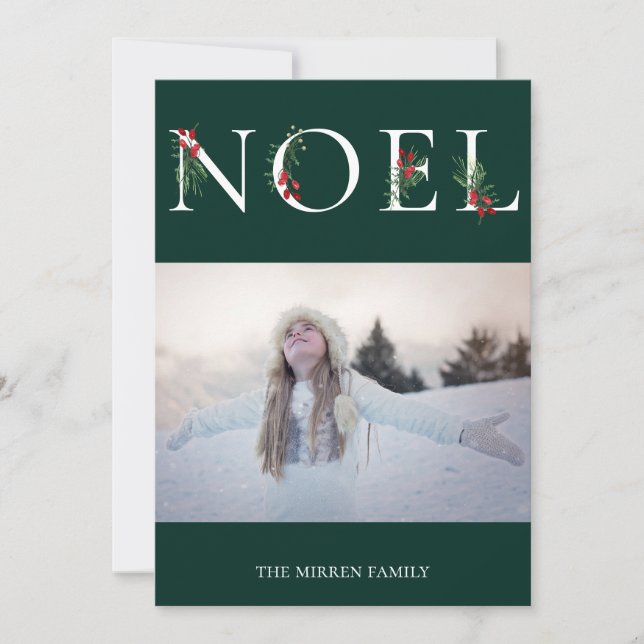 Carte de vœux photo de vacances NOEL ornée de moti (Devant)