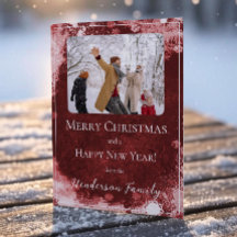 Carte de vœux photo de vacances Red Snowflakes Fla