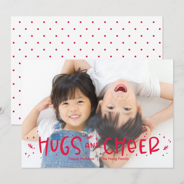 Carte de vœux photo éditable avec câlin joyeux pou (Devant / Derrière)