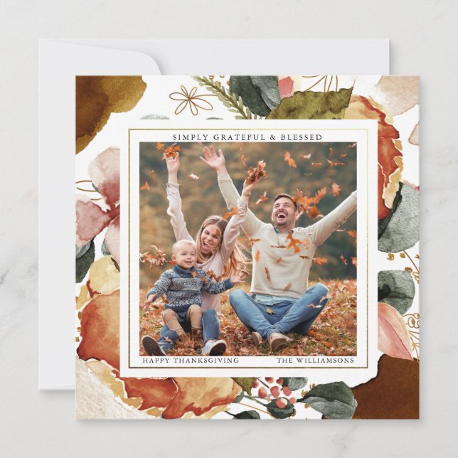 Carte de vœux photo élégante de Thanksgiving avec  (Devant)