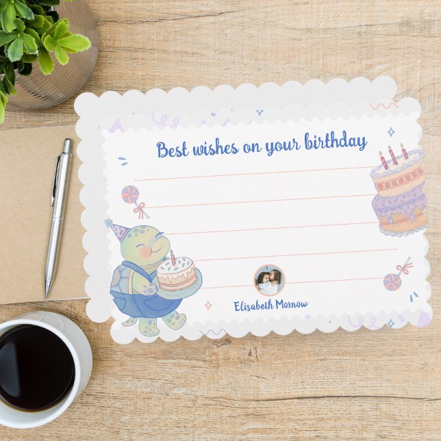 Carte de vœux photo en gris et blanc pour enfants (Gray & White Photo Greeting Note Card for Kids)