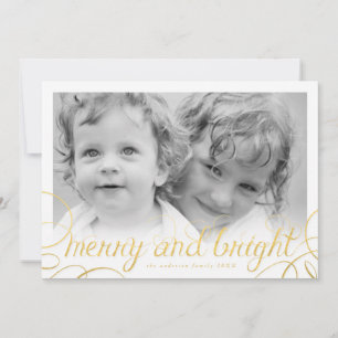 Carte de vœux photo festive Merry and Bright en fe