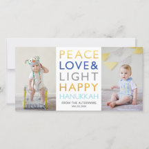 Carte de vœux photo Hanukkah Typography Amour & Lu