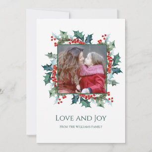 Carte de voeux photo Holly et Berries