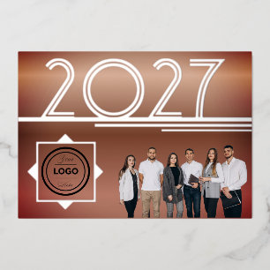 Carte de vœux photo logo Nouvel An 2027 moderne