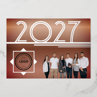 Carte de vœux photo logo Nouvel An 2027 moderne
