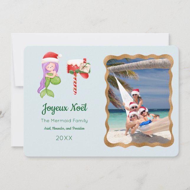 Carte de voeux photo Mermaid Joyeux Noël (Devant)