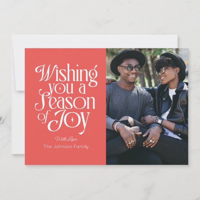 Carte de vœux photo personnalisée Saison de Joie (Devant)