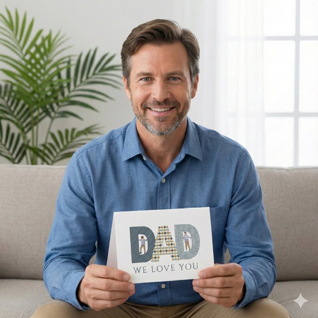 Carte de vœux photo pour papa on l'aime (Let Dad know how much you love him with this personalized photo card! )