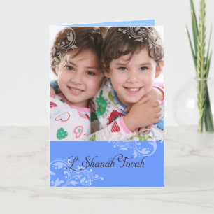 Carte de vœux photo Rosh Hashanah aux florales tou