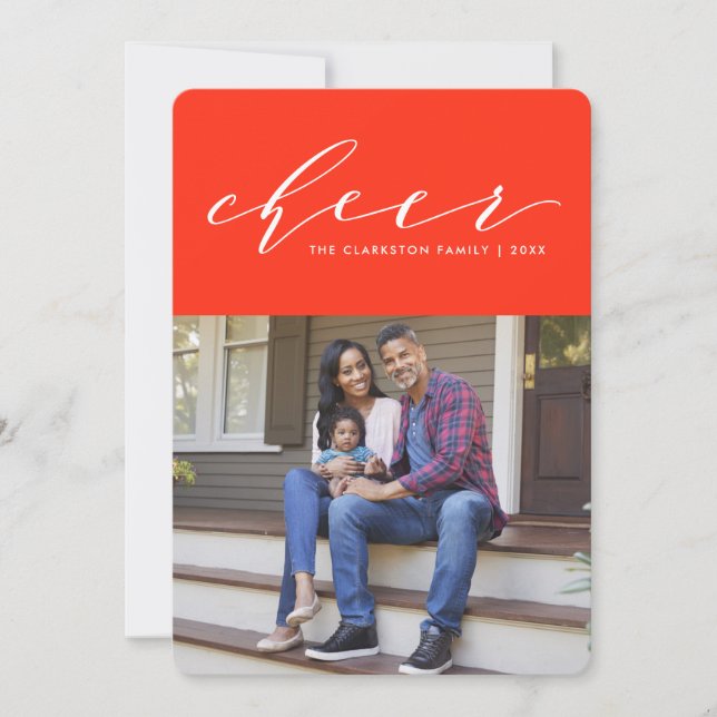 Carte de vœux photo rouge de vacances d'écriture a (Devant)