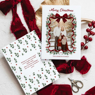 Carte de vœux photo ruban rouge Noël Joyeux