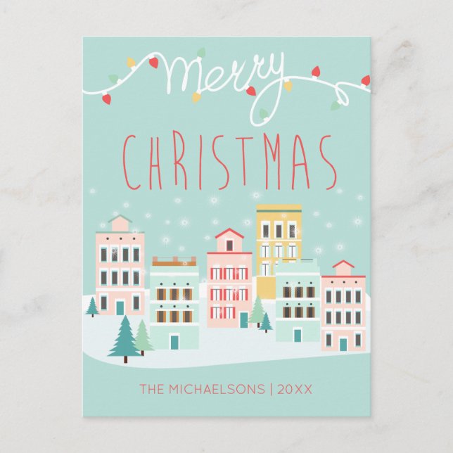 CARTE DE VOEUX PHOTO | Scène de la ville de Noël (Devant)