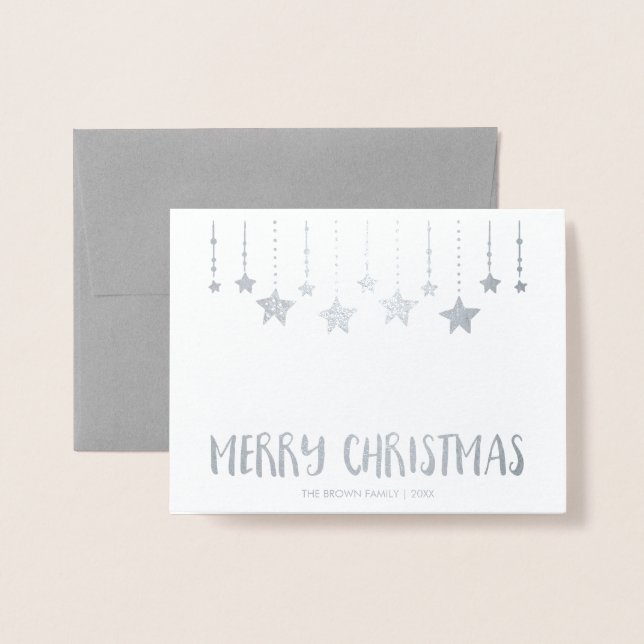 Carte de voeux photo Silver Foil Joyeux Noël (Devant avec enveloppe)