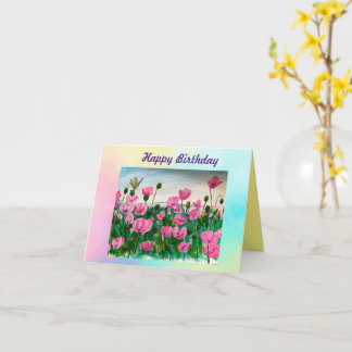 Carte de voeux Pink Fleurs sauvages
