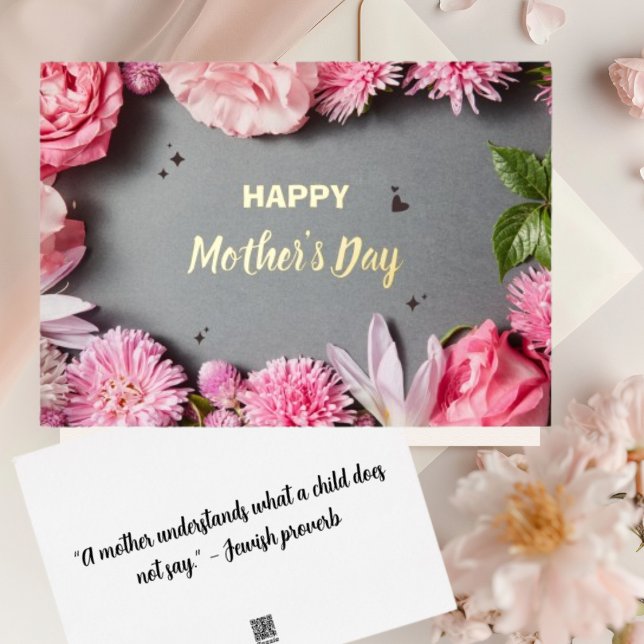 Carte de voeux Pink Rose Foil pour la fête des mèr (Créateur téléchargé)