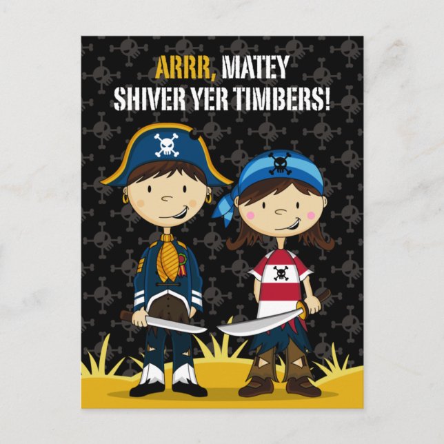 Carte de voeux Pirates mignonnes (Devant)