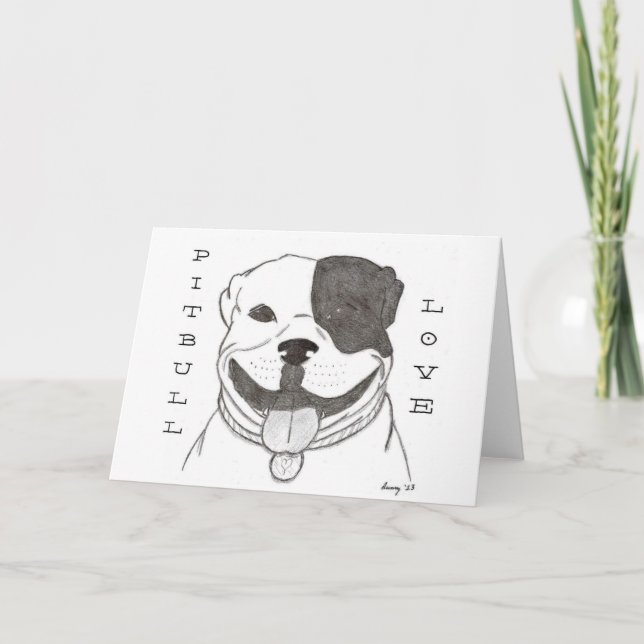 Carte de voeux Pitbull Love (Devant)