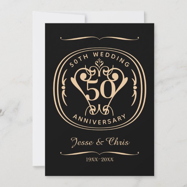 Carte de voeux plat du 50e anniversaire du Mariage (Devant)