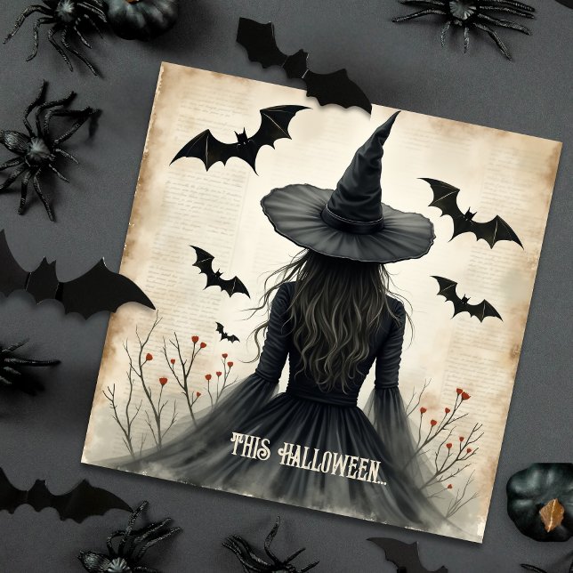 Carte de voeux Plat Halloween Enchantant (An elegant yet sophisticated and spooky Halloween greeting for any age.)